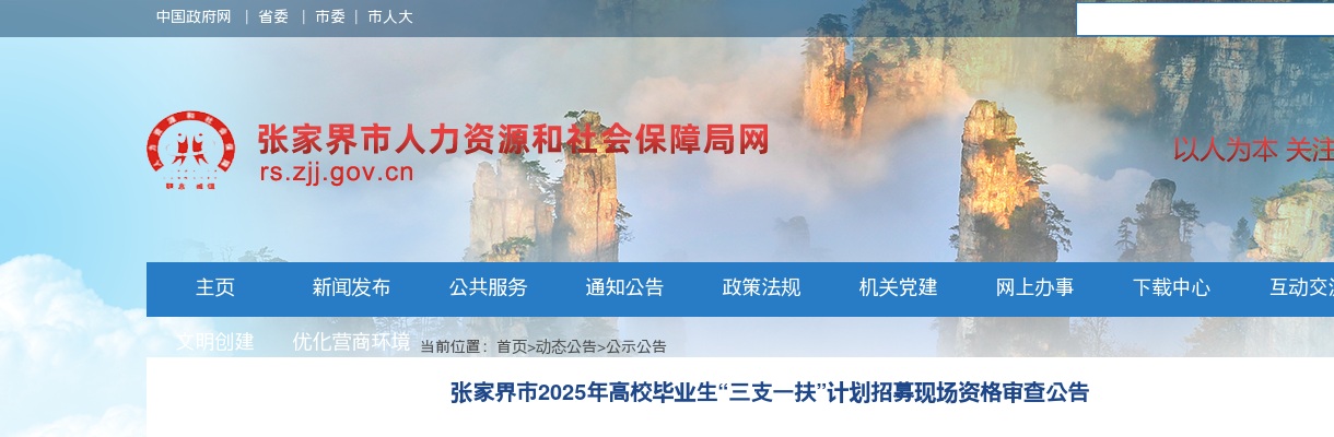 2025年张家界市三支一扶现场资格审查公告 图片